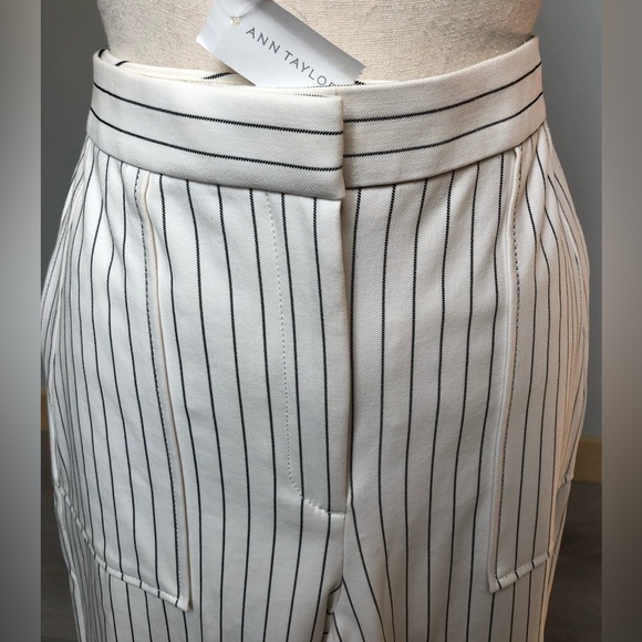 NEW Ann Taylor Cream Pinstripe Wide Leg Pant Size 12 - Picture 2 of 11